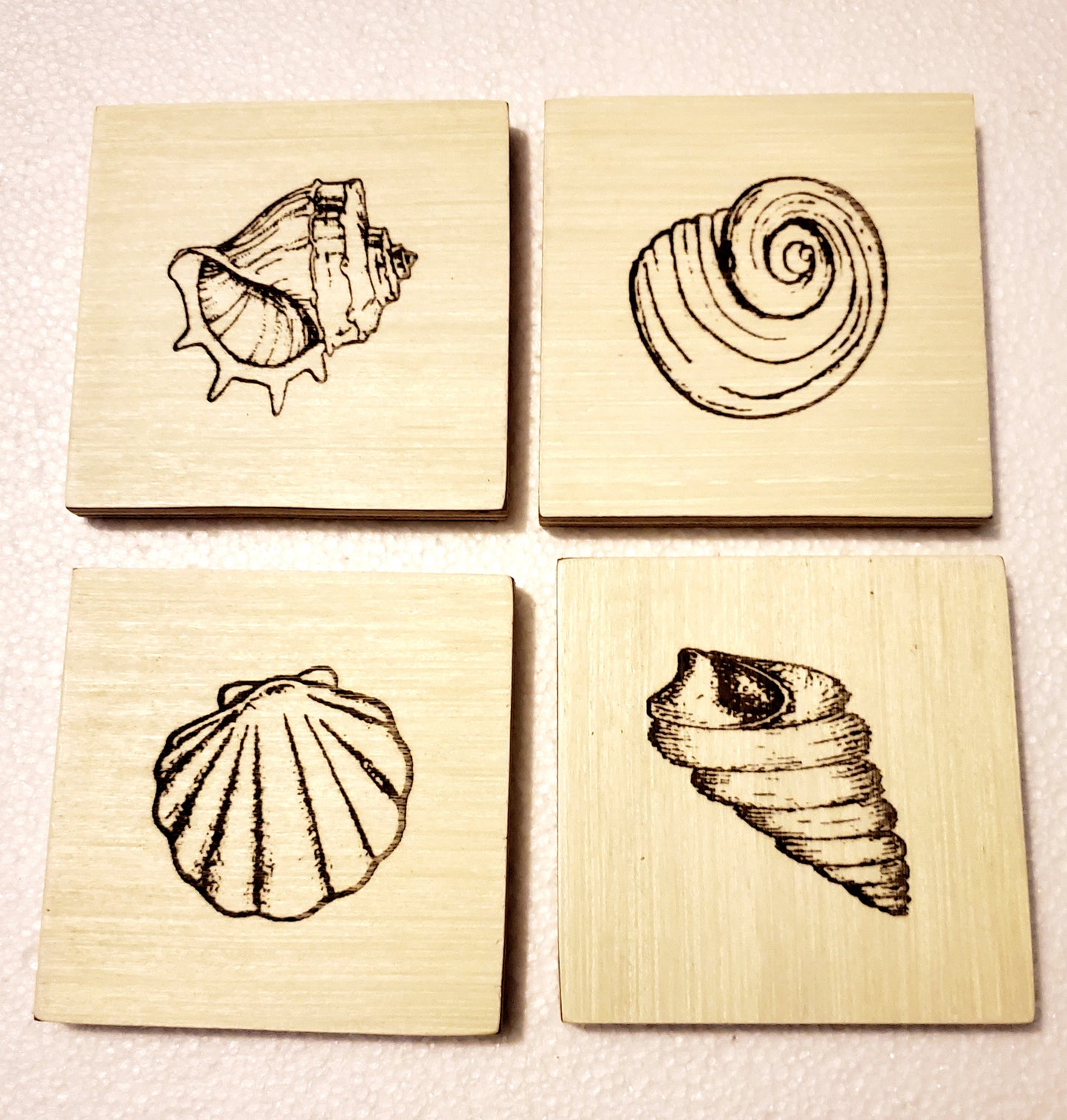 Assorted Sealed Wooden Coasters sets of 4 with holder (click to view other options)