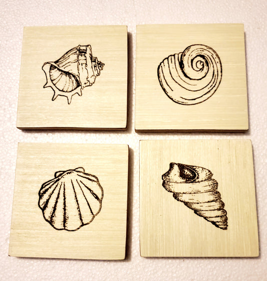 Assorted Sealed Wooden Coasters sets of 4 with holder (click to view other options)