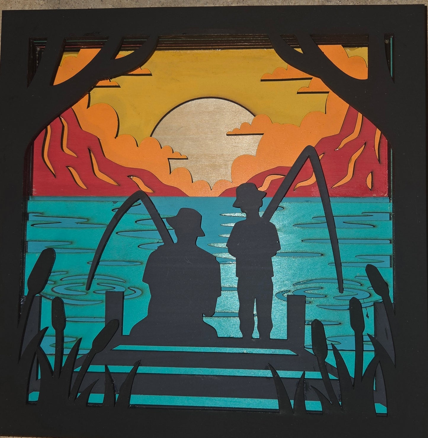 3D Layered Dad & Son Fishing Picture
