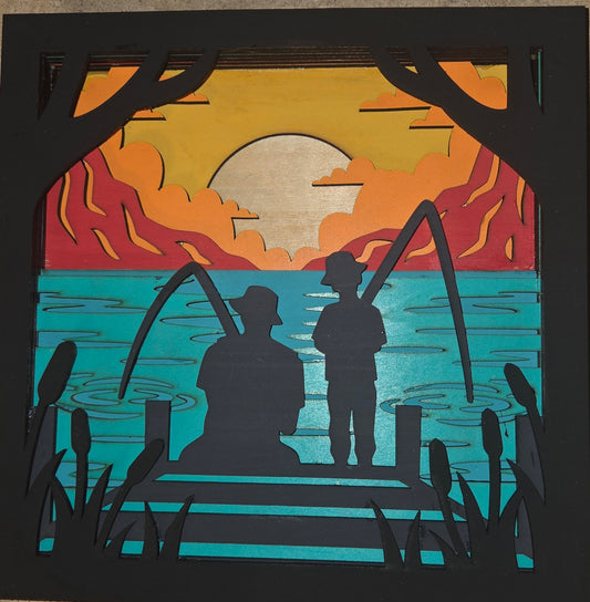 3D Layered Dad & Son Fishing Picture